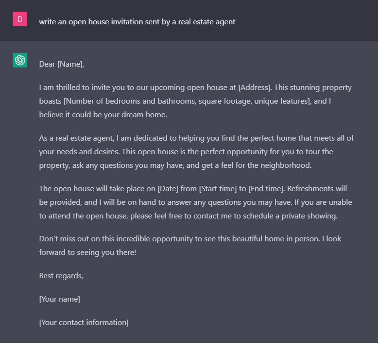 ChatGPT - open house invitation