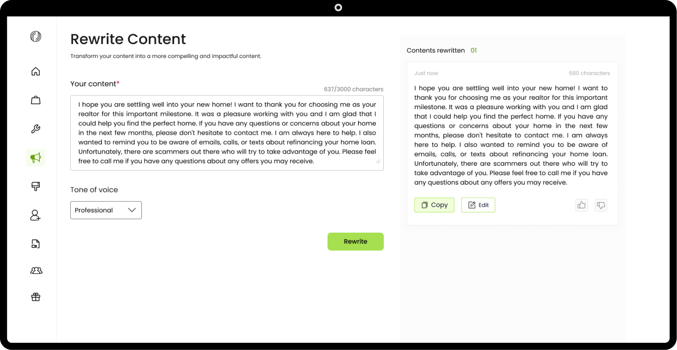 Real Estate Rewriter Tool