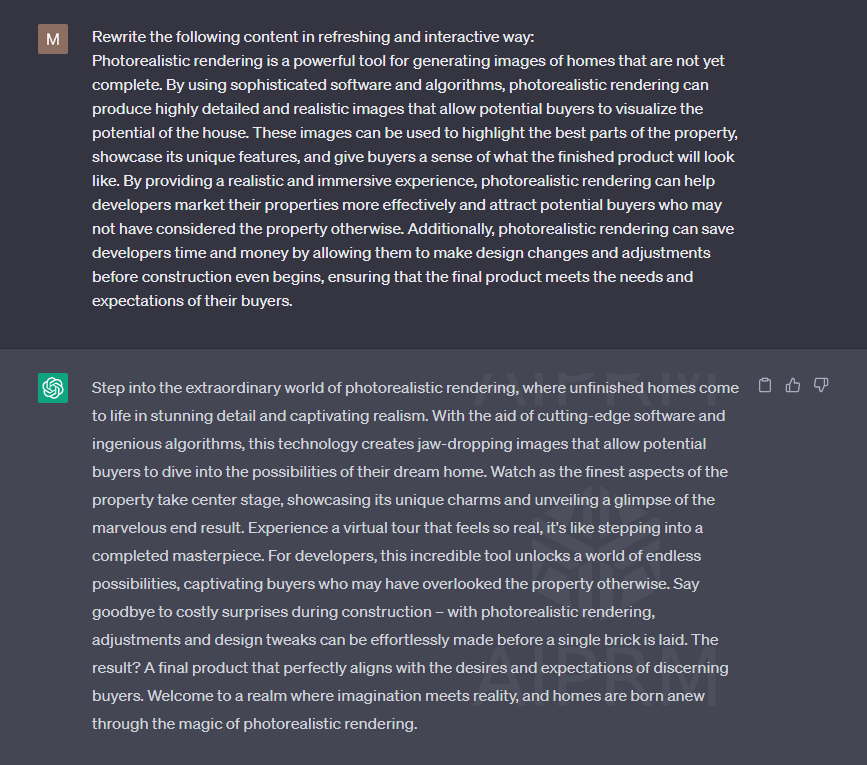 ChatGPT rewriting content as per the prompt